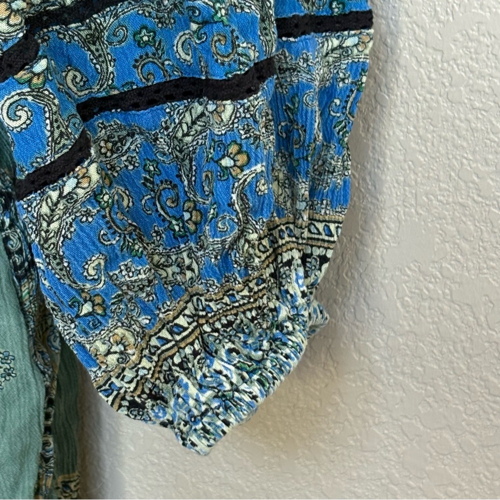 Free People Luna Scarf Print Tunic Ocean Combo Boho Top Small - Picture 5 of 7